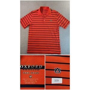 Oxford America‎ Auburn Tigers Mens Orange Navy Striped Veri Cool Polo Shirt M